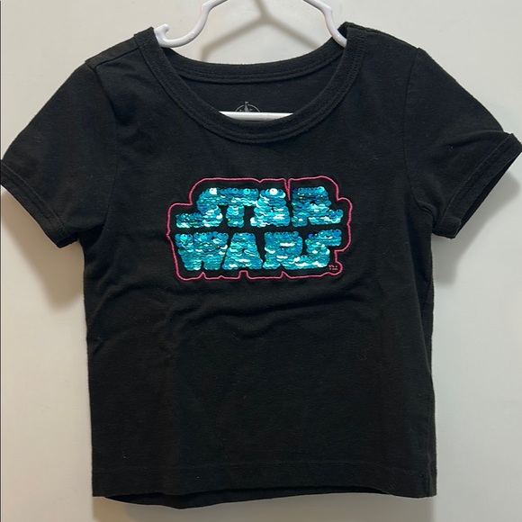 Star Wars Black Kids T-Shirt with Flippy Sequins size 3-4 XS - Picture 1 of 6